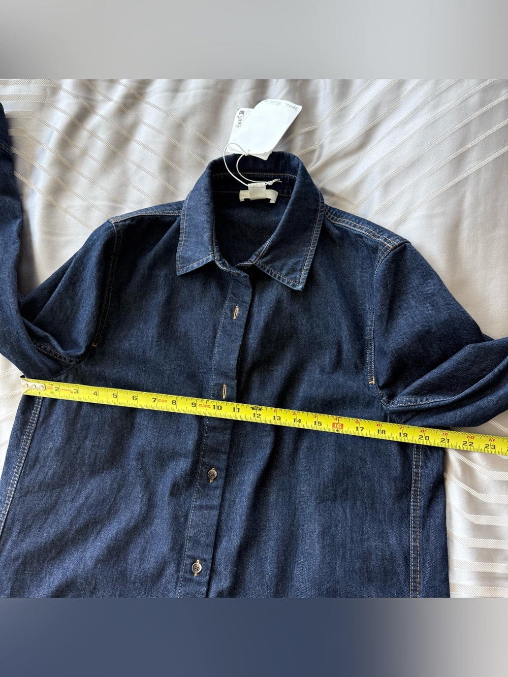 NWT COS Dark Indigo Long Sleeve Denim Shirt Dress in 100% Cotton - 8 - Picture 5 of 10